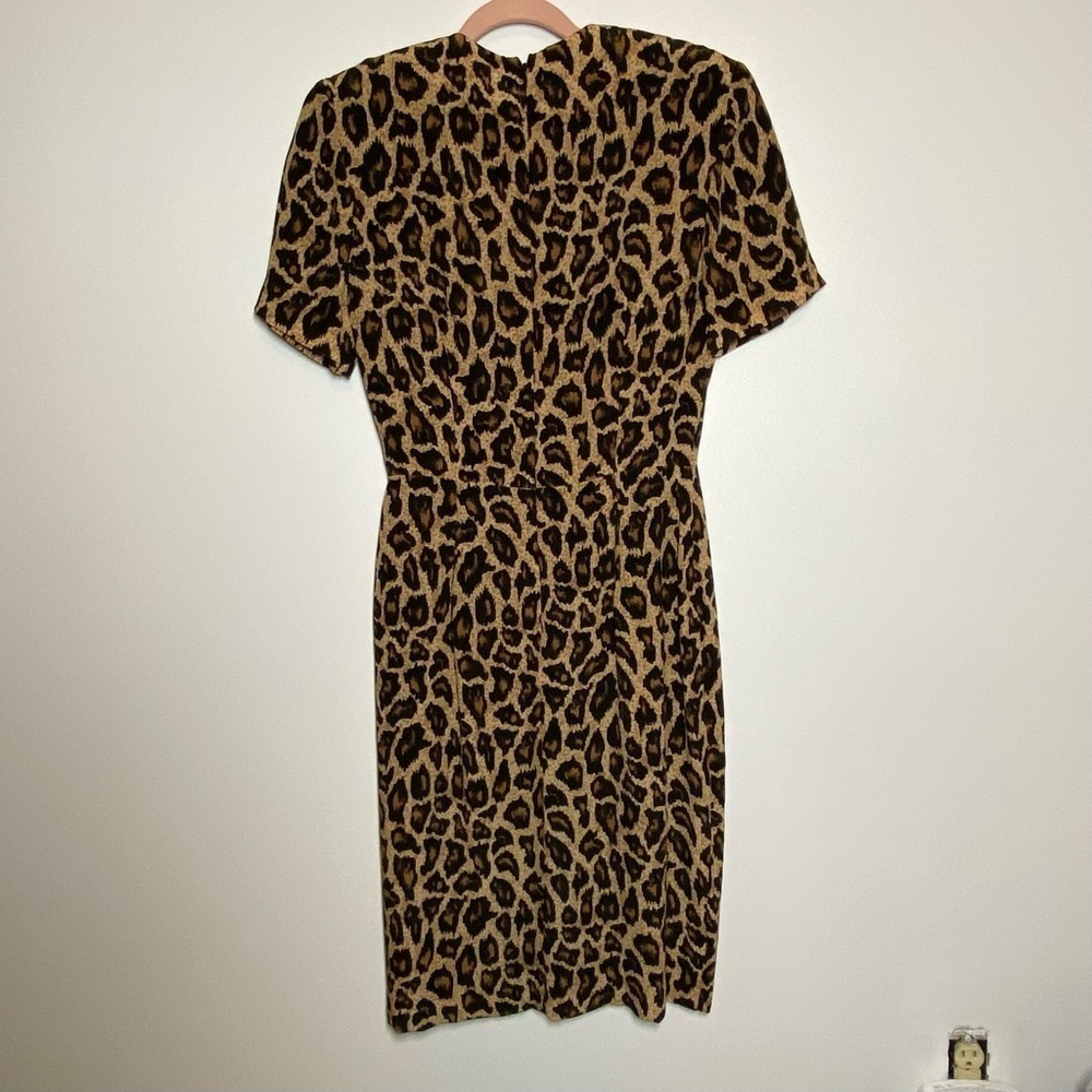 Vintage Silk Dress Size 4 NWT PATRICK COLLECTION Leopard Print Tailored - Picture 6 of 7
